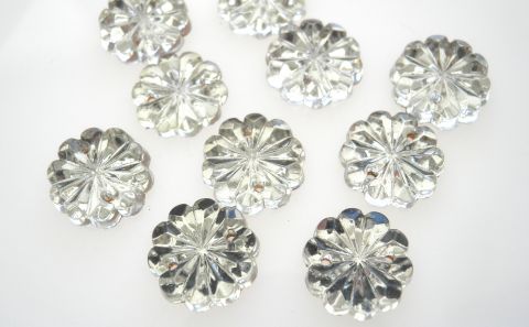 Pressed Glass Sew-On Flowers Crystal 11mm